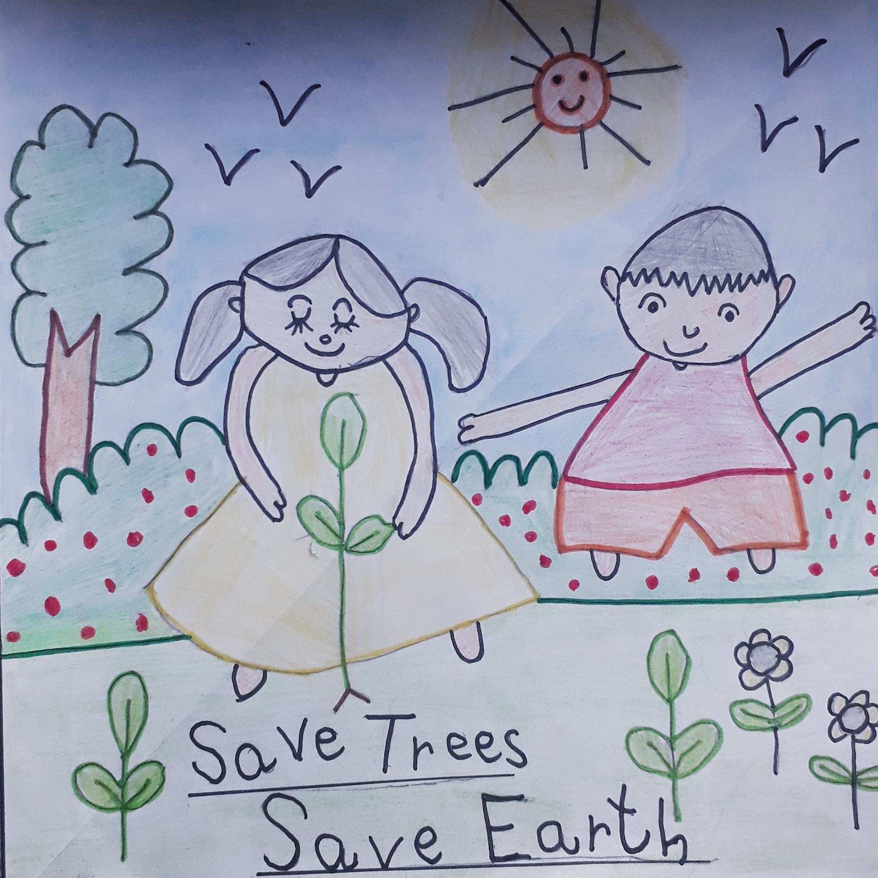 how to draw save earth poster drawing || easy & simple save environment  drawing - YouTube