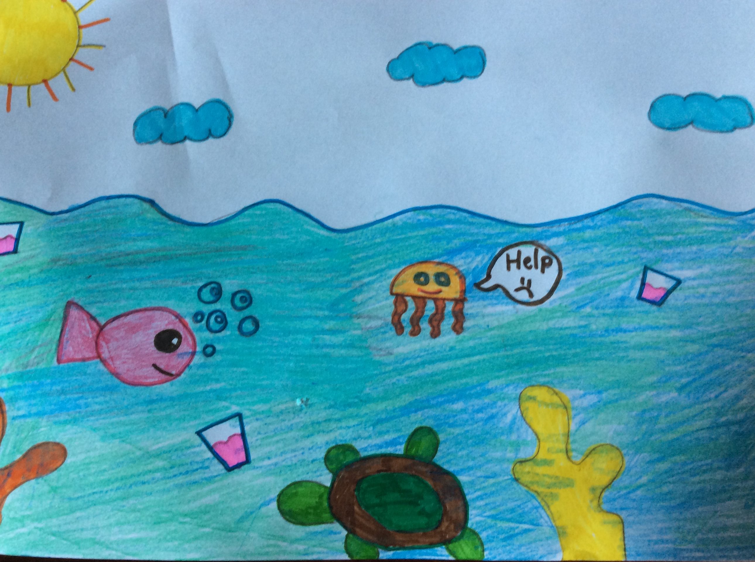 Stop chucking rubbish in the sea 👎 - Kids Care About Climate Change 2021