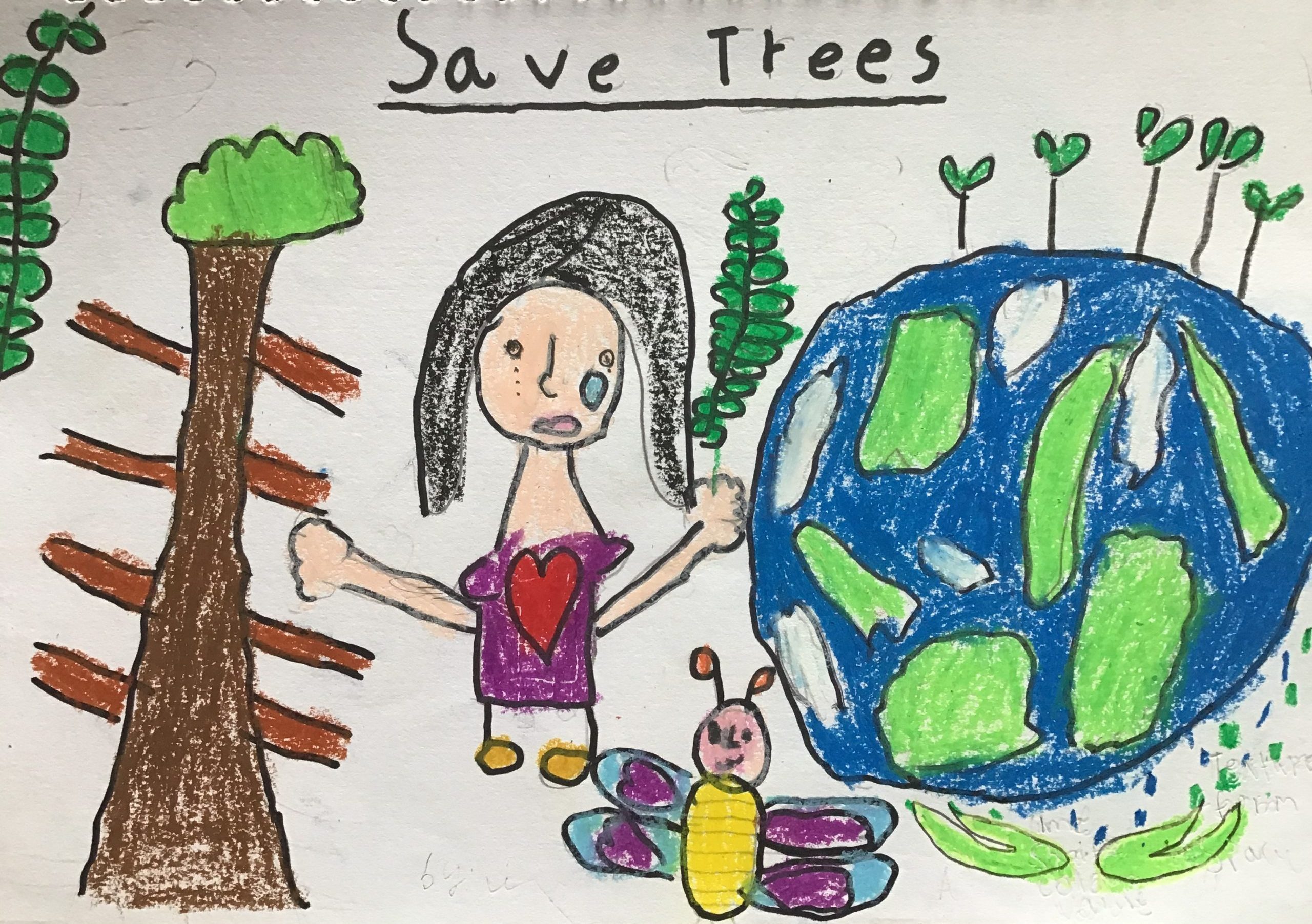Drawing tutorial: save trees || dont cut trees || easy drawing || for kids  | poster - YouTube