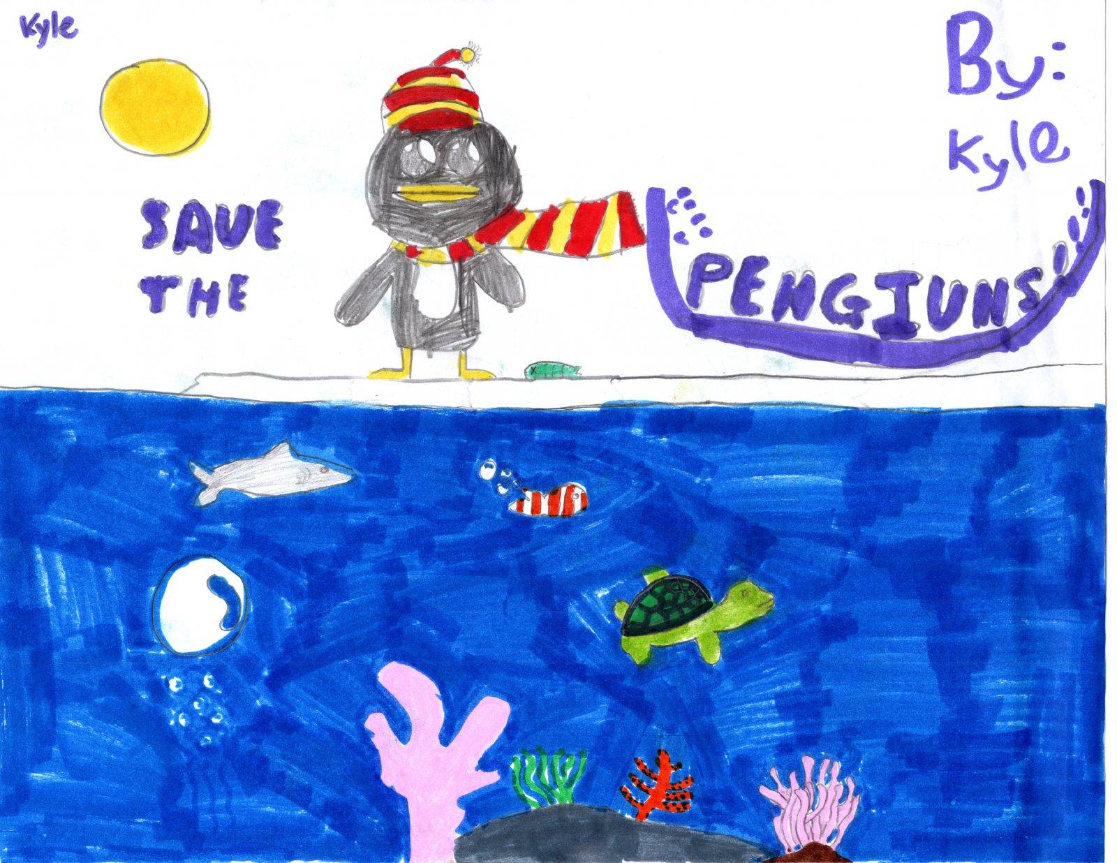 Save the Penguins by Kyle P - Kids Care About Climate Change 2021