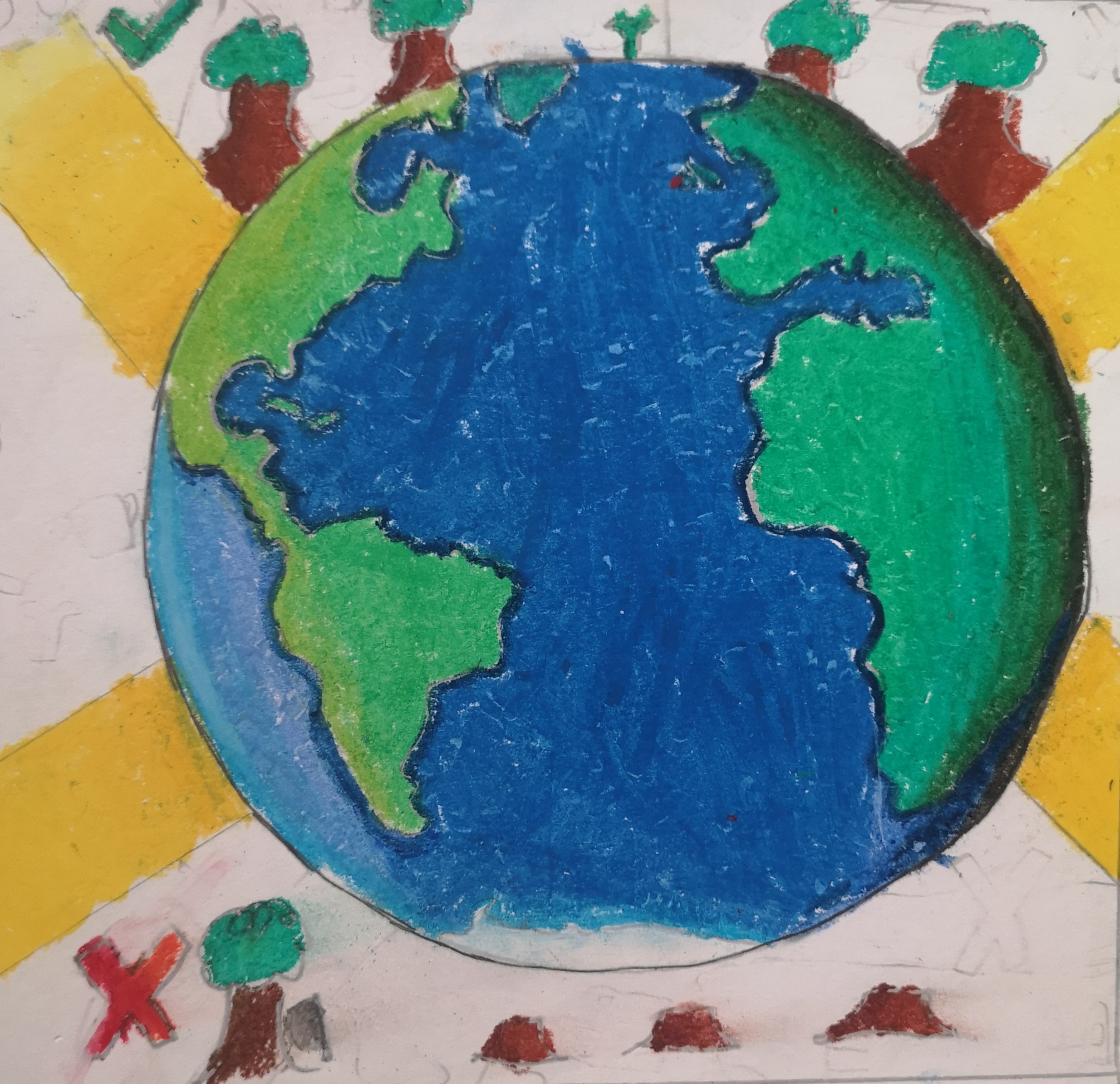Earth Hands Pic Drawing - Drawing Skill